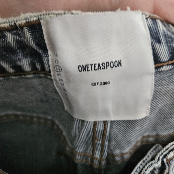 One Teaspoon Jeans Distressed Denim Awesome Baggies Blue Blossom High Waist - Picture 13 of 15